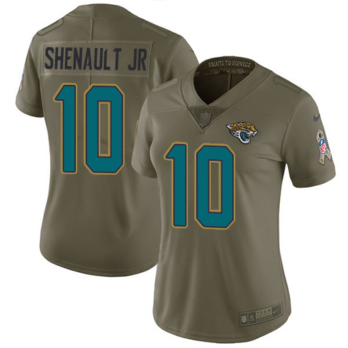Nike Jacksonville Jaguars #10 Laviska Shenault Jr. Olive Women Stitched NFL Limited 2017 Salute To Service Jersey